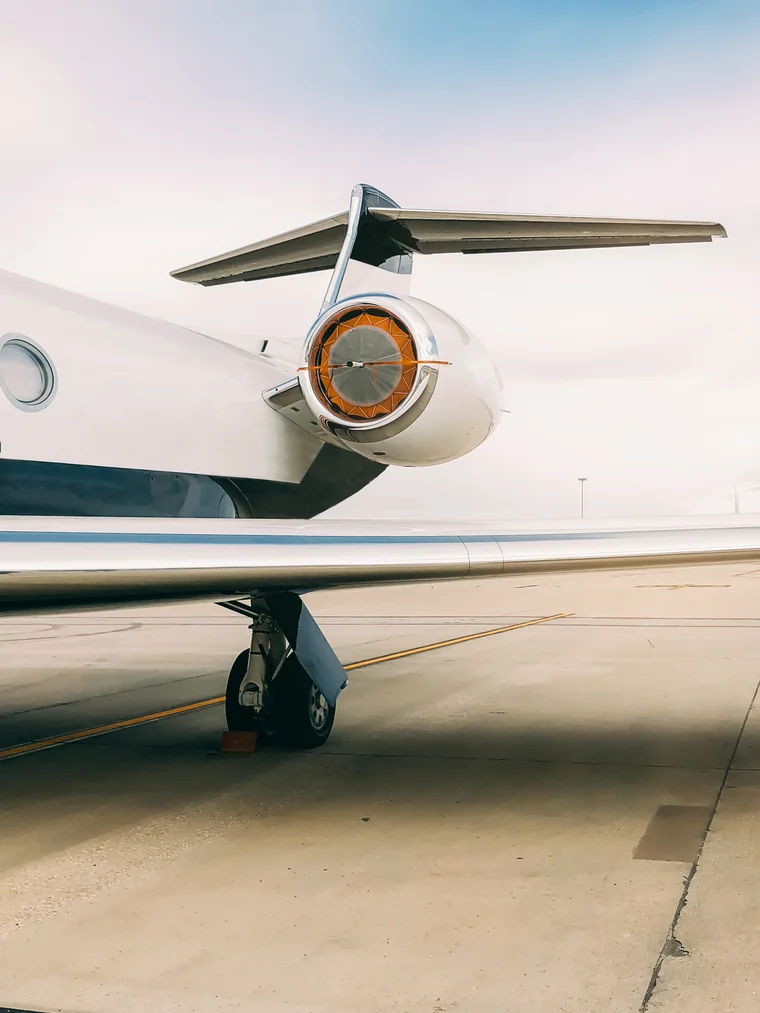 An executive jet on a runway (illustrative image)